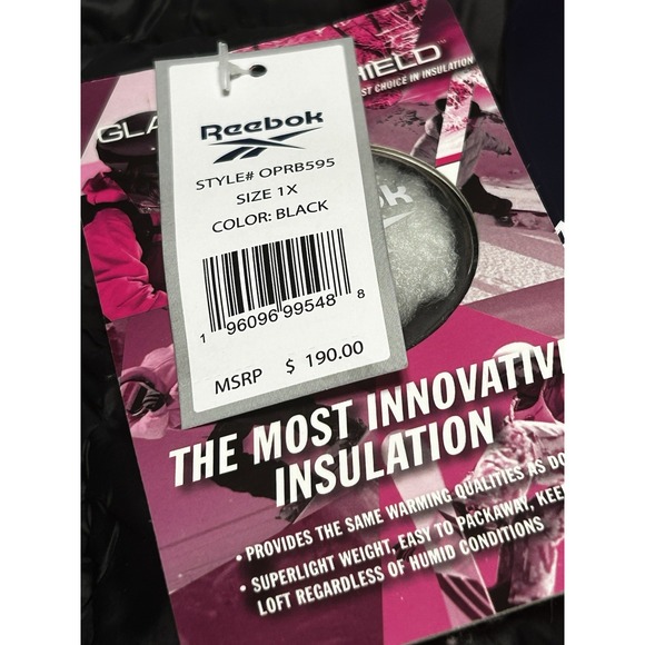 Women's $190 MSRP Black Reebok Glacier Shield Quilted Jacket Size 1X NWT - Picture 5 of 11